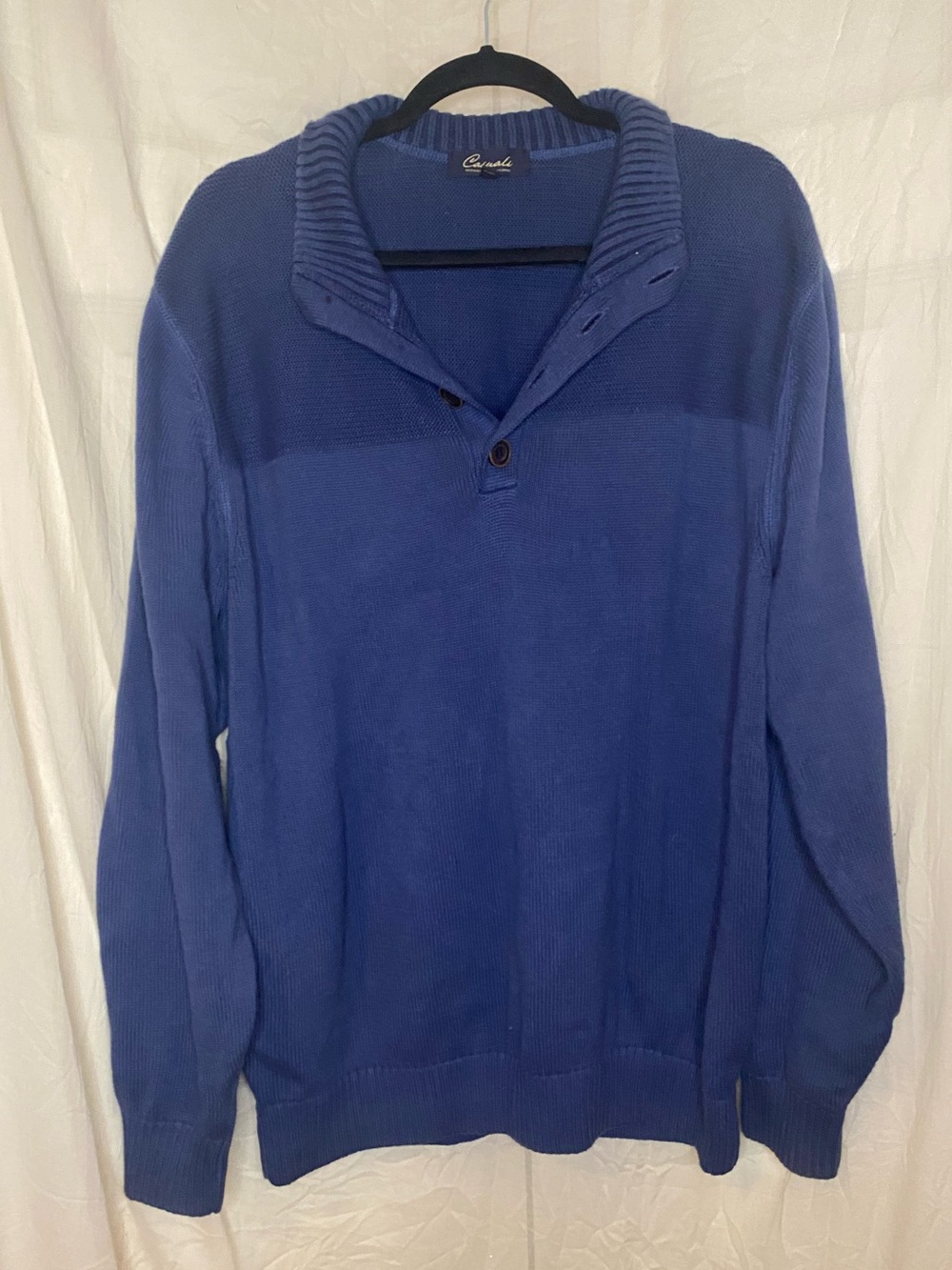 Roundtree & Yorke Casuals half button front sweater blue szXL
